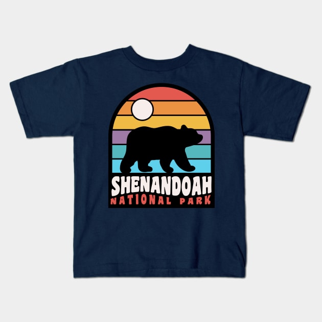 Shenandoah National Park Virginia Bear Badge Kids T-Shirt by PodDesignShop